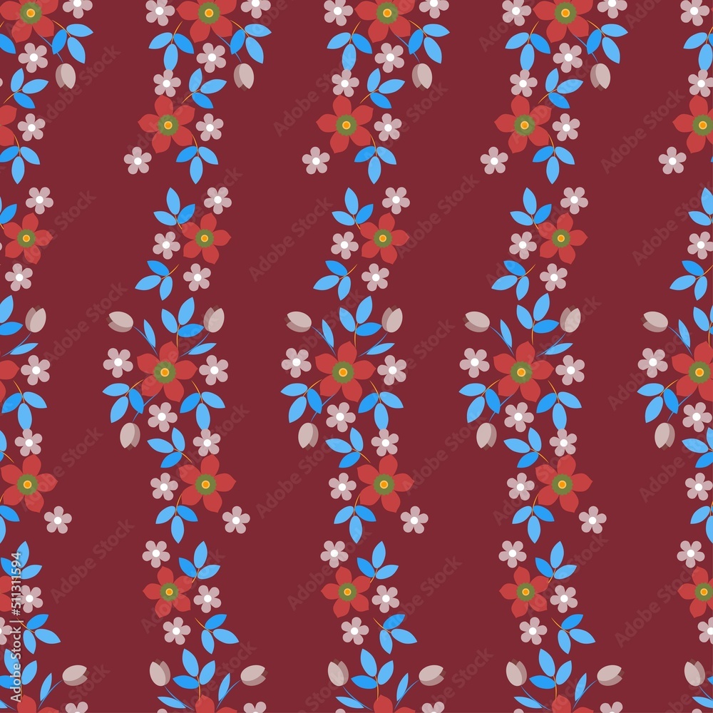 Floral pattern with flowers. Beautiful feminine illustration for textile, fabric and decoration