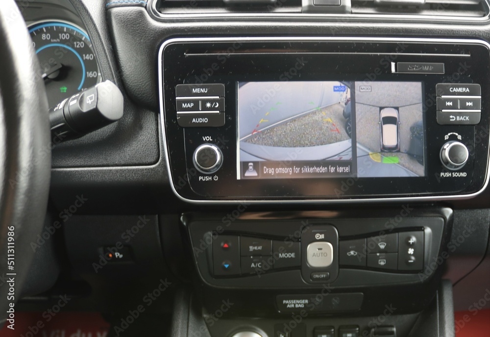 Photo of car display or dashboard. Photo of car display or dashboard.