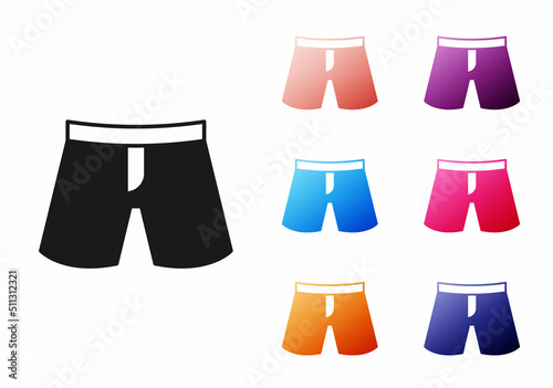 Black Short or pants icon isolated on white background. Set icons colorful. Vector