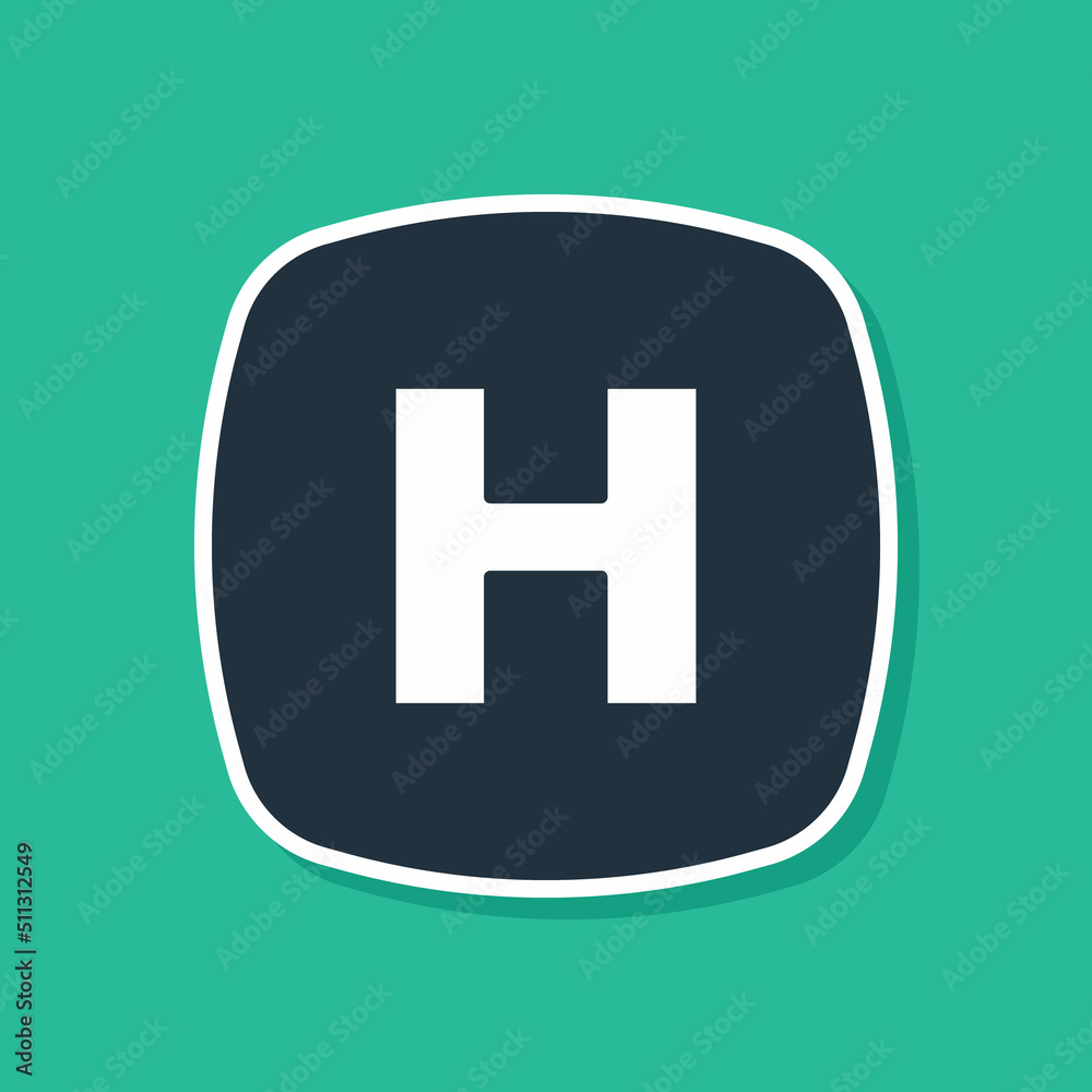 Blue Hospital signboard icon isolated on green background. Vector Blue Hospital signboard icon isolated on green background. Vector