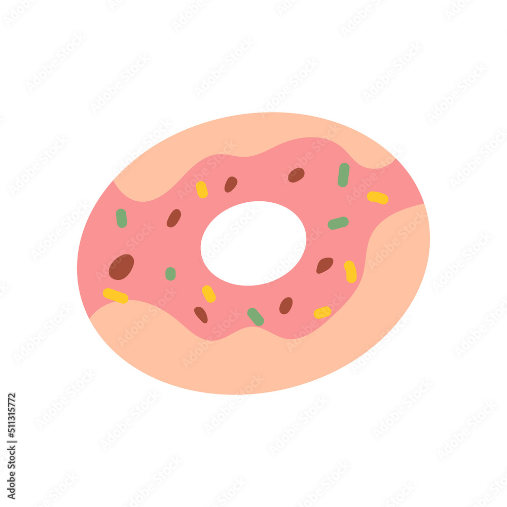 Donut rubber ring. Summer flat vector illustration. Cute sweet food on isolated background Donut rubber ring. Summer flat vector illustration. Cute sweet food on isolated background