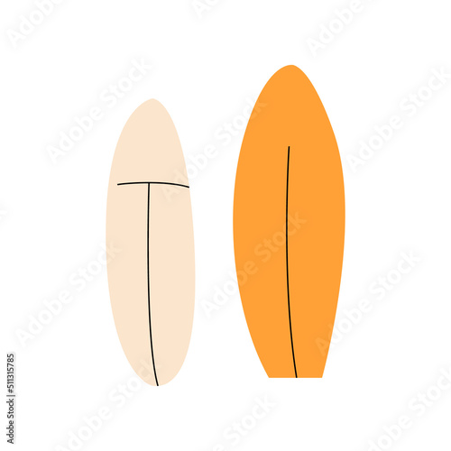 Vector illustration of two surfboards. Different water boards. Illustration in flat style on isolated background