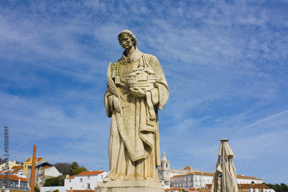 Sao Vicente Statue at Santa Luzia viewpoint (miradouro) in Lisbon