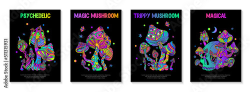 Trippy Mushrooms Posters Set