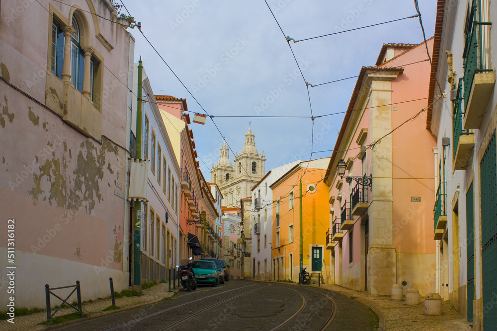 Picturesque architecture of Alfama district in Lisbon Picturesque architecture of Alfama district in Lisbon