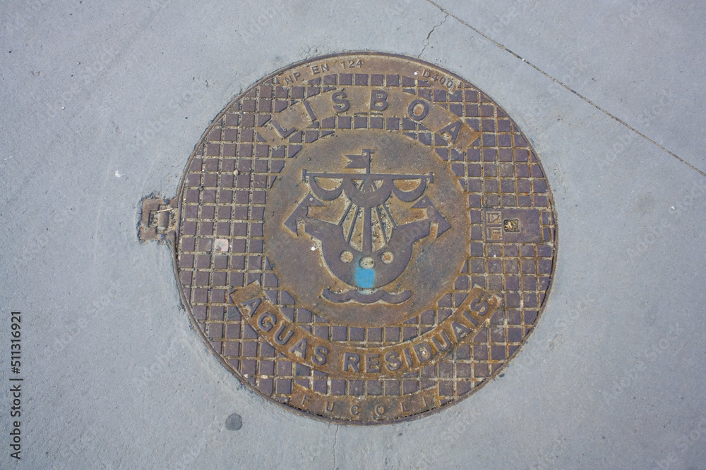 Sewer cover in Lisbon, Portugal Sewer cover in Lisbon, Portugal