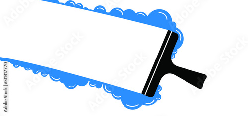 window cleaning glass service, cleaning and maintenance. Windows cleanings tool line icon or logo. Cartoon washes, hygiene vector. Washing glass with a squeegee icon or symbol. Clean or cleanup tools.