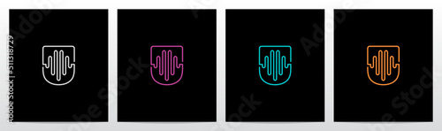 Sound Wave On Outline Letter Logo Design U