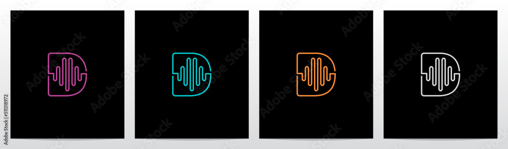 Sound Wave On Outline Letter Logo Design D Sound Wave On Outline Letter Logo Design D