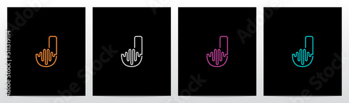 Sound Wave On Outline Letter Logo Design J