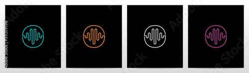 Sound Wave On Outline Letter Logo Design O