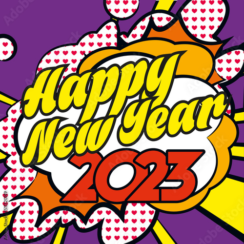 Happy New Year 2023 carte popart 1