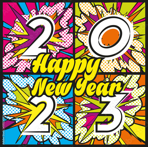 Happy New Year 2023 carte popart 4