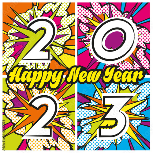 Happy New Year 2023 carte popart 5