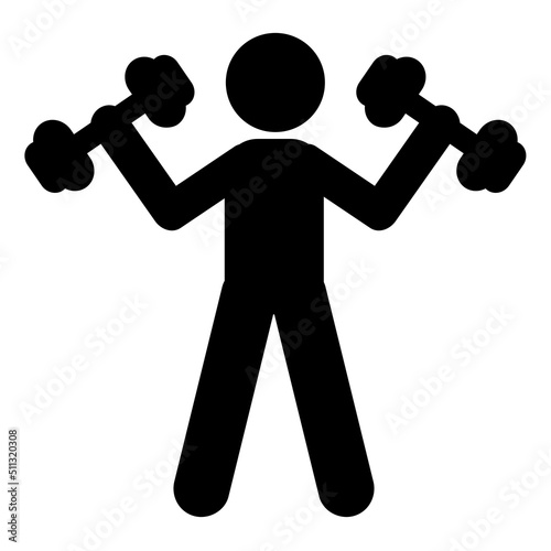 Simple Vector Stick man Workout using Dumbbell, Isolated on white