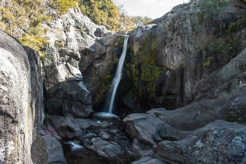 Waterfall with a drop of 8 meters in Tanti, Córdoba. Long exposure photo