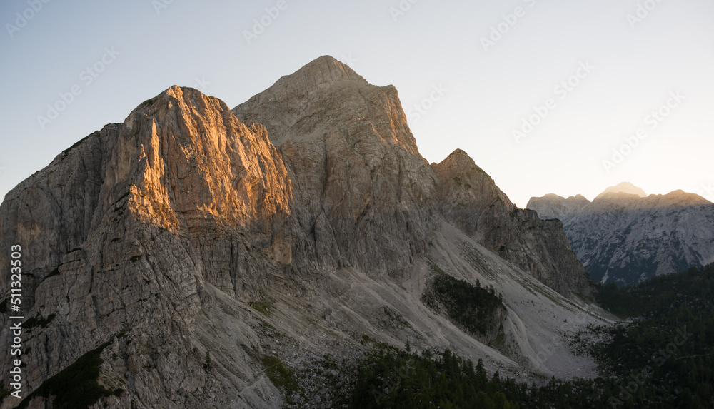 Sunset in the Julian Alps mountains
