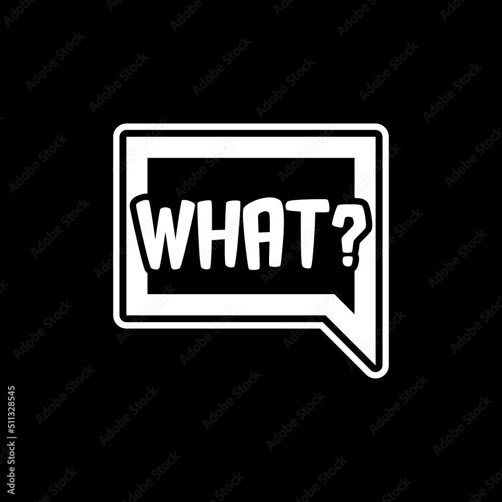 Word What logo isolated on dark background Word What logo isolated on dark background