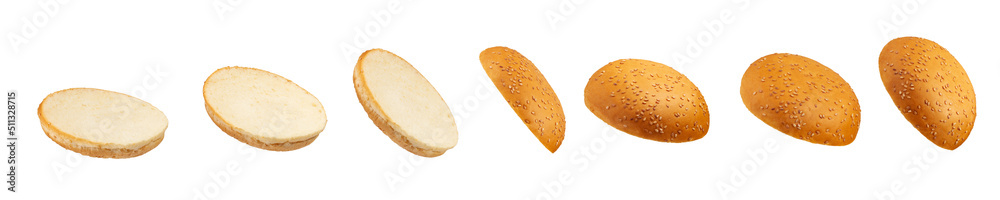 Set of burger bun isolated on white background. Set of burger bun isolated on white background.