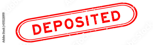 Grunge red deposited word rubber seal stamp on white background