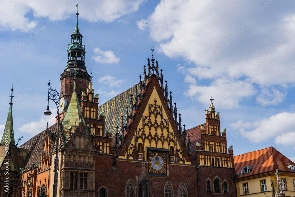 View of Museum of Bourgeois Art with cloudy sky at background in Wroclaw