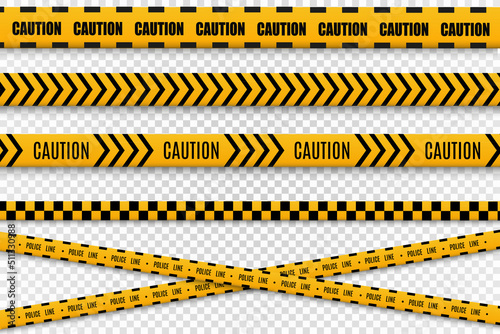 Lines isolated. Warning tapes. Caution. Danger signs. Vector illustration.Yellow with black police line and danger tapes. Vector illustration.   © NAUM
