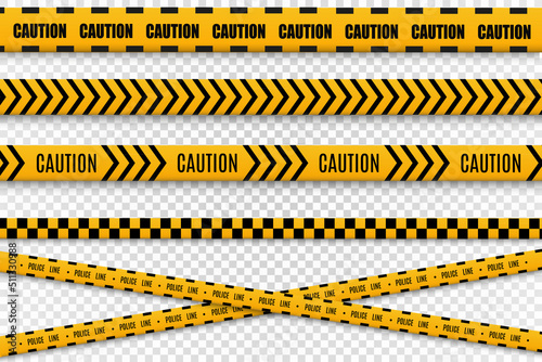 Lines isolated. Warning tapes. Caution. Danger signs. Vector illustration.Yellow with black police line and danger tapes. Vector illustration.	

