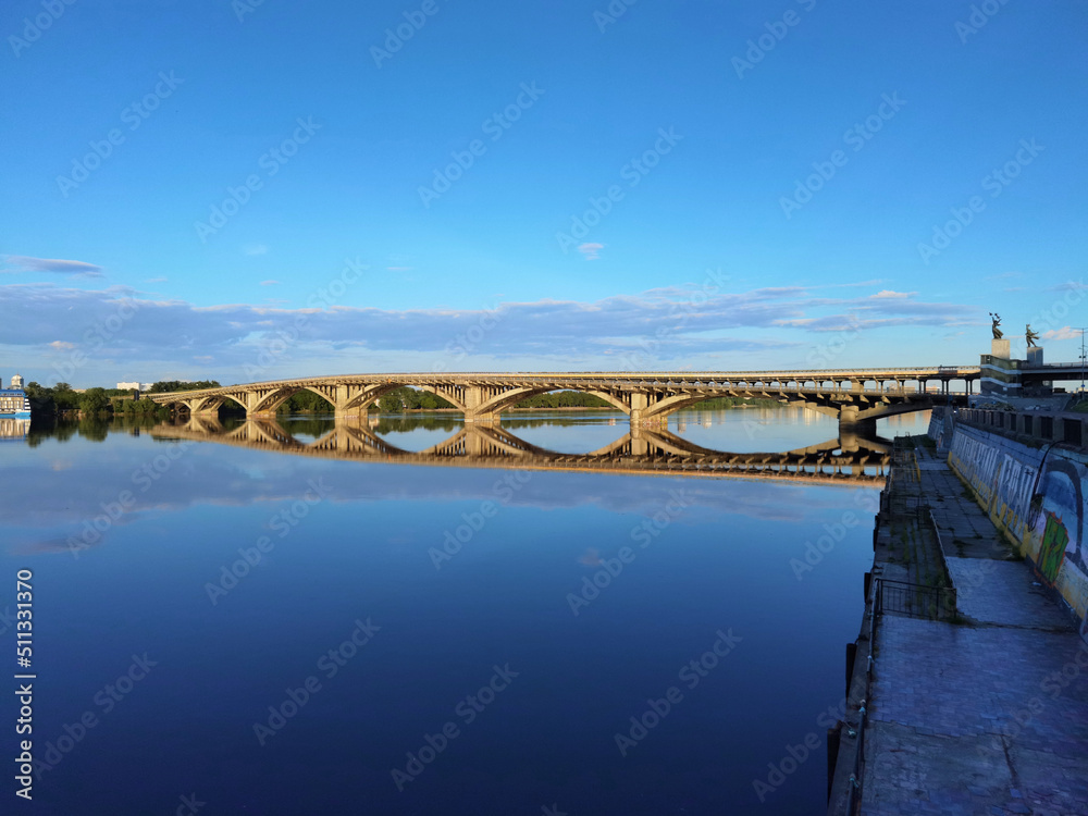 Fototapeta premium Bridge Metro over Dnipro river in Kyiv, Ukraine.