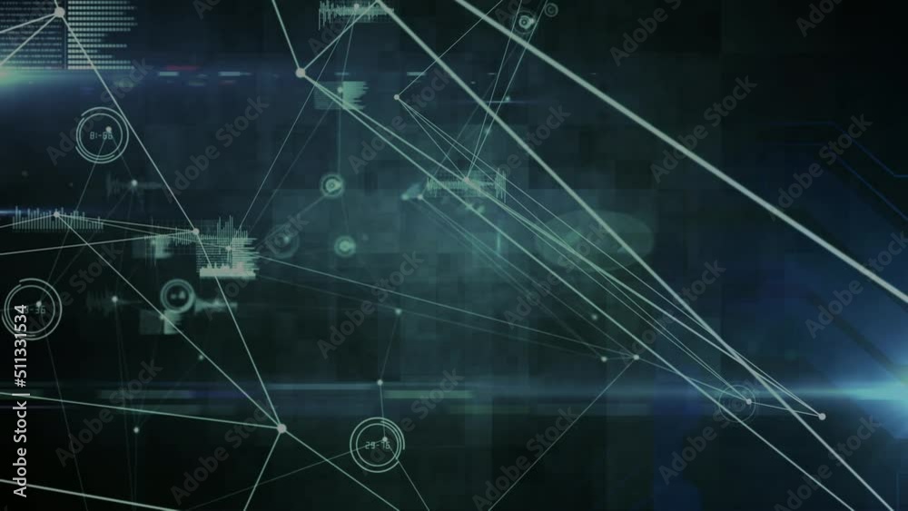 Animation of network of connections on black background Animation of network of connections on black background
