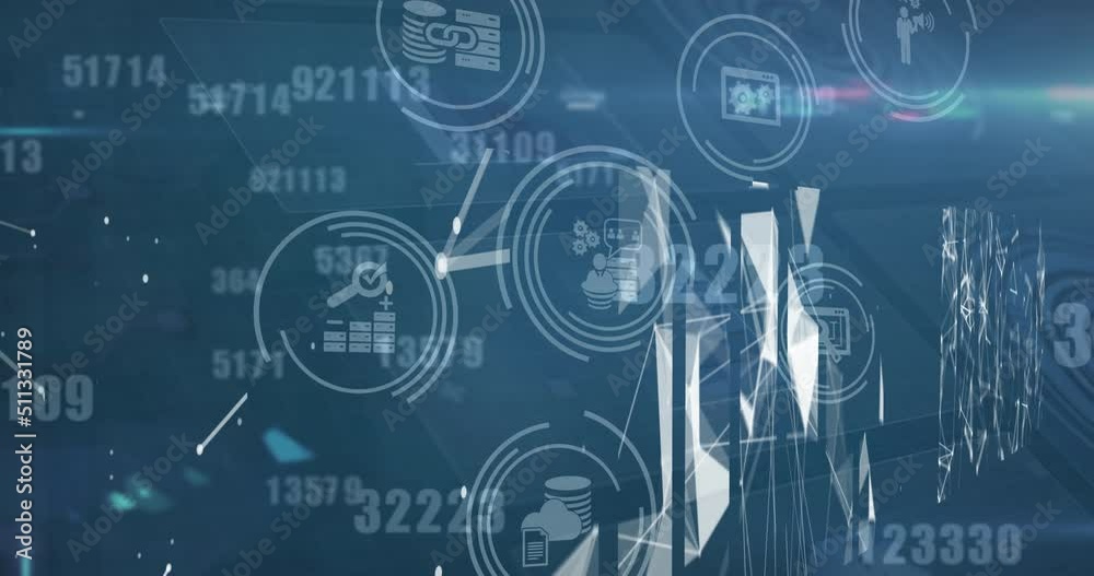 Animation of financial data processing over dark background Animation of financial data processing over dark background