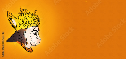 Foto hanuman ji digital drawing isolated background
