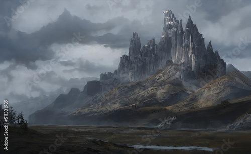 Print op canvas Fantastic Epic Magical Landscape of Mountains