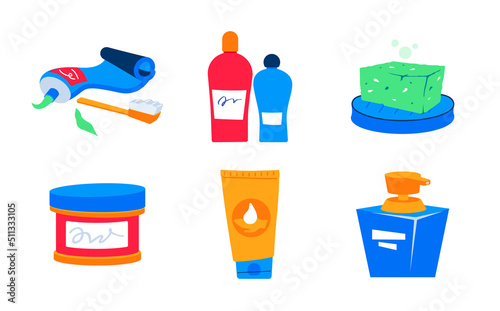 Hygiene and beauty - flat design style icons set