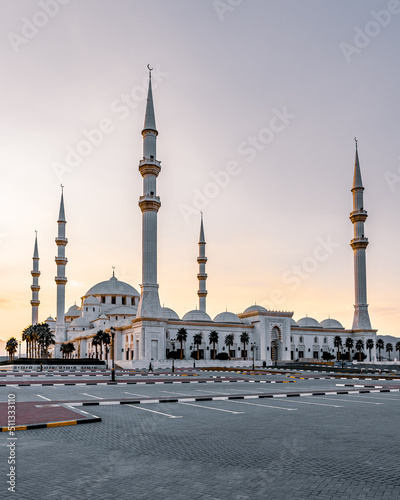 8th Jan 2022 - Fujairah, UAE: Sheikh Zayed Mosque, the second largest mosque in UAE and located in Fujairah, during sunset. photo
