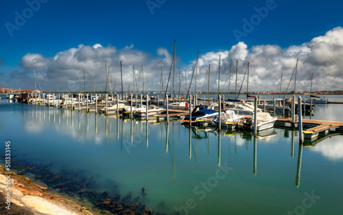 Beach town of Costa Nova do Prado on the west coast of Portugal in Aveiro.