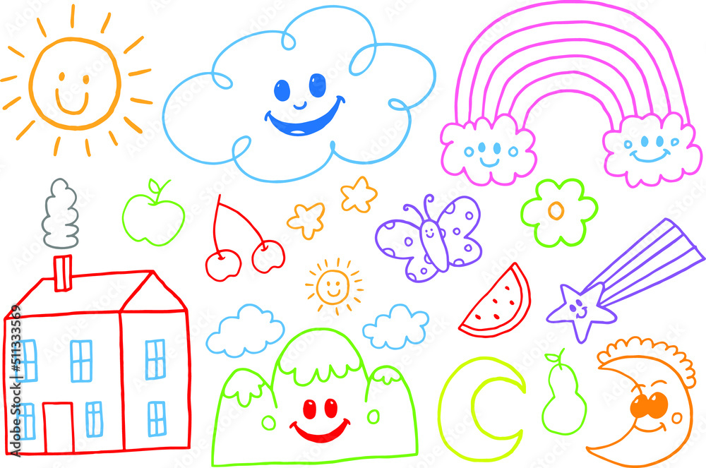 Child Hand Drawing Composition Design Child Hand Drawing Composition Design
