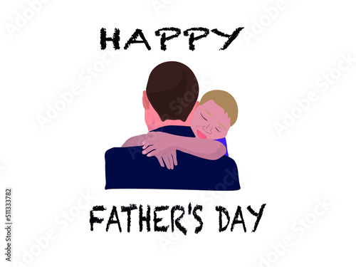 Portrait of father and son hugging laughing in living room. Happy daddy and his little boy spending leisure time at home. Single dad, family lifestyle father's day concept banner. Happy Father's Day