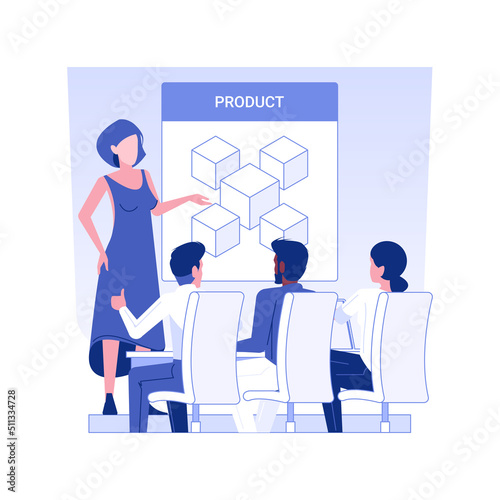 Project closure isolated concept vector illustration. Woman presenting new business project, IT company, management and development, working workflow, product release vector concept.