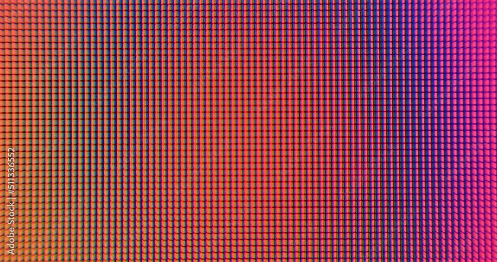 Smooth change of monitor color points in macro. From blue to orange, pink, palette dynamics. Video background, pastel colors.