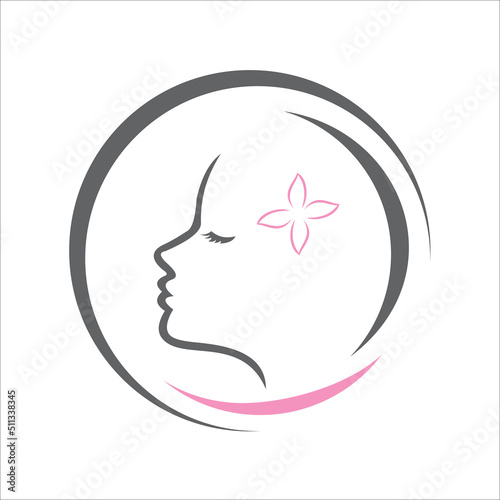 Outline Face Women Logo Symbol. Cosmetic And Beauty Company Logo Design Template Vector Illustrations