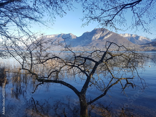 annecy lake landscape in saint jorioz france