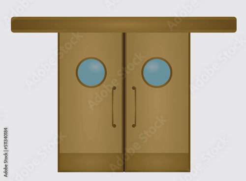 Medical operating double door. vector