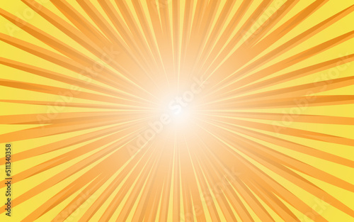 Sun rays retro vintage style on orange and yellow background, Sunburst comic pattern background. Rays. Summer banner vector illustration