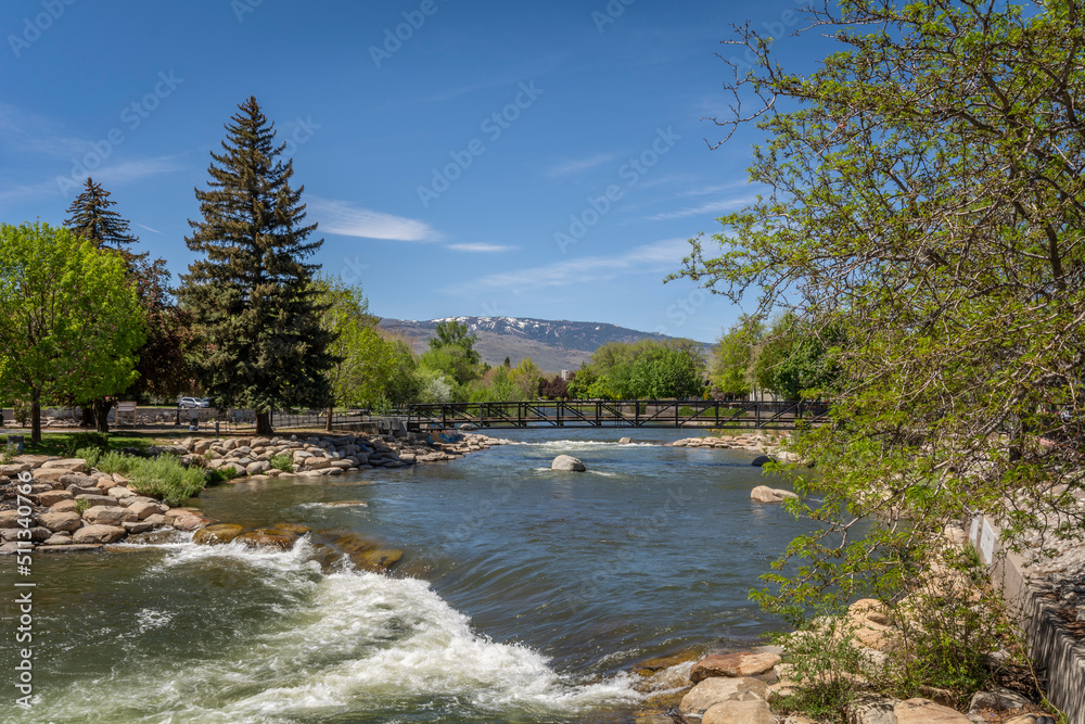 City of Reno on the River Truckee, USA.