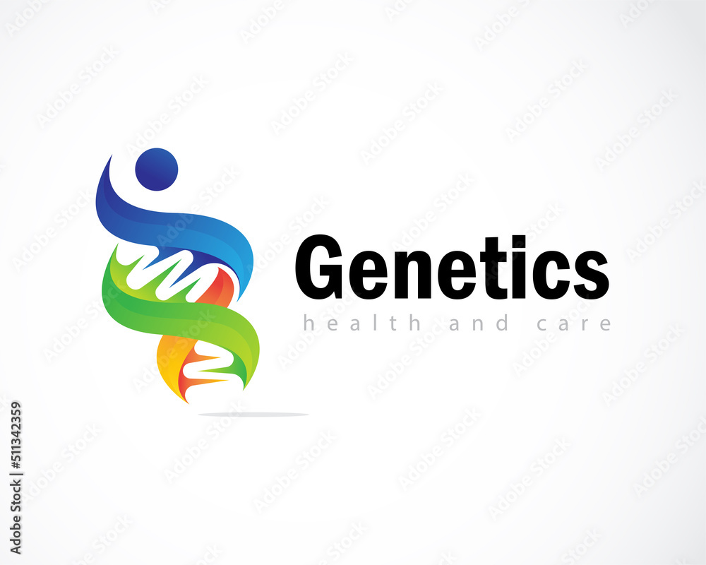 Fototapeta premium genetics logo creative technology science bio tech medical design web DNA logo illustration people