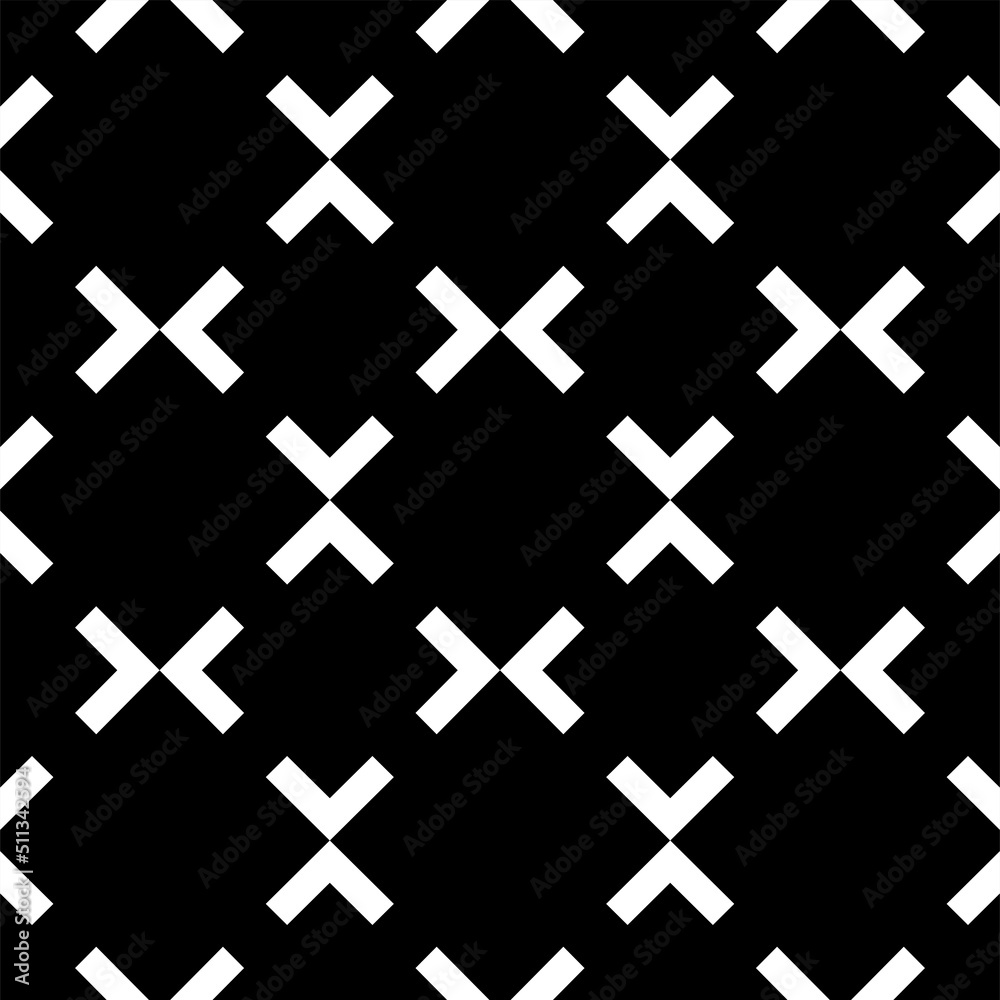 Vector. Black and white abstract ethnic seamless pattern. Background of angle brackets. Mosaic. Design of packaging paper, textile printing, web design, cover, advertising and typographic products. Vector. Black and white abstract ethnic seamless pattern. Background of angle brackets. Mosaic. Design of packaging paper, textile printing, web design, cover, advertising and typographic products.