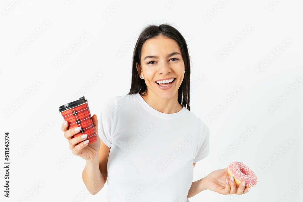 Portrait of happy girl smiling holding cup of coffee Portrait of happy girl smiling holding cup of coffee