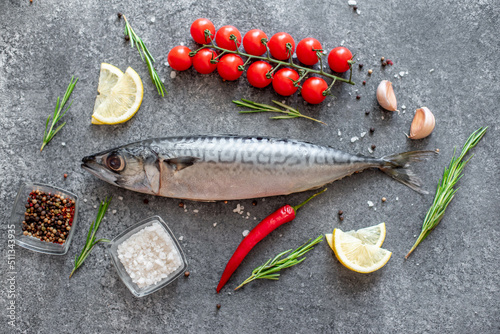 baked mackerel on stone background 