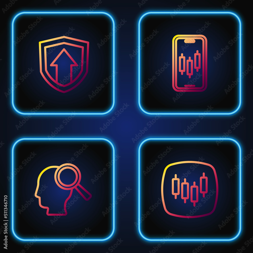 Set line Browser with stocks market, Search people, Financial growth and Mobile trading. Gradient color icons. Vector Set line Browser with stocks market, Search people, Financial growth and Mobile trading. Gradient color icons. Vector