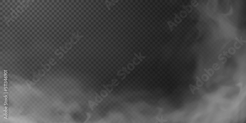 Fotografie, Obraz White smoke puff isolated on transparent black background